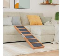 Runheo Rampe pour Chiens Gris 120x30 cm Bois de Sapin Massif antidérapante Pliable avec poignées de Transport idéale pour Aider à la montée et la Descente des Animaux de Compagnie