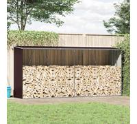 Runheo Range-bûches en acier galvanisé marron 330 x 84 x 152 cm avec supports en acier et cadre de sol pour le stockage du bois de cheminée et le bois de chauffage protégé contre les intempéries dans