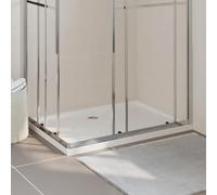 Runheo Receveur de douche rectangulaire en ABS blanc 80x110 cm avec seuil bas, drain de 9 cm, compatible avec plomberie et rénovation salle de bain