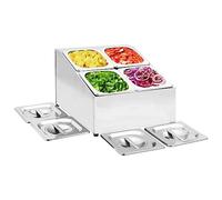 Runheo Récipient Gastronorm avec 4 bacs GN 1/6 en Acier Inoxydable, Support Double rangée, Rangement compartimenté pour Cuisine, Support ustensile, Plan de Travail, Facile à Nettoyer