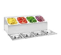 Runheo Récipient Gastronorm en Acier Inoxydable avec 4 bacs GN 1/6 Support Stable pour Rangement Cuisine, Organisateur de comptoir, Bar à Salade, Pratique pour Restaurant, hôtel, Maison