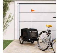 Runheo Remorque de vélo pour chien, noir, tissu Oxford, fer, robuste, pliable, avec fenêtre en maille et ventilation, idéale pour poussette, chat, animal domestique, extérieur, voyage