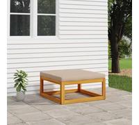 Runheo Repose-Pied de Jardin Bois Massif d'acacia avec Coussin Taupe, Module d’Assise Confortable pour Salon extérieur, terrasse et Patio, élément modulable pour aménagement détente