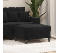 Runheo Repose-pieds noir en velours 70 x 55 x 41 cm rembourré, cadre stable, tabouret polyvalent, pouf et ottoman pour salon, chambre à coucher, couloir comme meuble d'appoint et étagère