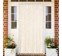 Runheo Rideau Anti-Mouches Beige Blanc 100x200 cm Chenille léger Silencieux réglable Porte Maison Mobil-Home caravanes Protection Insectes