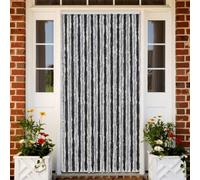 Runheo Rideau anti-mouches en chenille gris et noir de 100 x 220 cm, silencieux et léger, flexible pour porte, balcon et porte de terrasse, avec crochets pour un montage et un nettoyage faciles