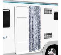 Runheo Rideau bleu blanc en polypropylène chenille 56 x 200 cm avec crochet moustiquaire pour porte, fenêtre, porte de terrasse, protège contre les insectes et la chaleur, flexible et léger