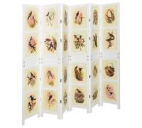 Runheo Romdivider Panneau blanc en MDF 212 x 165 cm Paravent mural pliable avec oiseau et motif floral pour salon, chambre à coucher, couloir, bureau, brise-vue et séparation élégante de la pièce