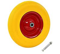 Runheo Roue de brouette avec essieu - Pneus pleins en polyuréthane 4,00-8 - 390 x 90 mm - 20 mm - Roulement de 160 kg - Pour diable, chariot à main, montage industriel