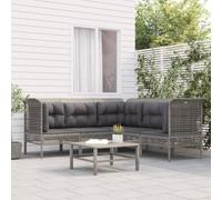 Runheo Salon de Jardin 5 pcs, Coussins Gris, Résine Tressée, Acier Enduit, 110 kg/Siège, pour Patio et Terrasse