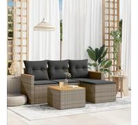 Runheo Salon de Jardin 5 pcs Modulaire, Résine Tressée Grise, Coussins Déhoussables, Acier Enduit, 55x62x69 cm, pour Patio, Balcon, Extérieur