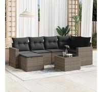 Runheo Salon de Jardin Gris 7 pièces avec Coussins en résine tressée, Module canapé Angle, Pouf, accoudoir, Dossier modulable pour terrasse, extérieur, Balcon et détente