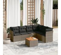 Runheo Salon de Jardin Modulaire 7 Pièces, Résine Tressée Grise, Coussins Amovibles, Acier Enduit de Poudre, pour Patio et Extérieur