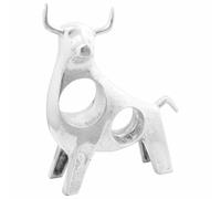 Runheo Sculpture de taureau en aluminium brillant argenté 22 x 9,5 x 34 cm avec incrustations décoratives pour salon, bureau et étagère, œuvre d'art moderne qui attire tous les regards et objet de