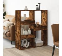 Runheo Séparateur de pièce en chêne fumé, 100 x 33 x 115 cm, 5 compartiments, étagère polyvalente pour livres, DVD, CD, décoration, cube de rangement