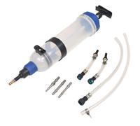 Runheo Seringue d'aspiration de carburant essence diesel liquide 1500 ml plastique métal avec fermetures rapides pour PSA Vauxhall Opel Corps transparent et 2 connecteurs universels pour atelier