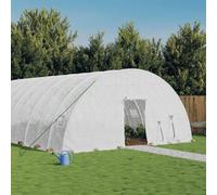 Runheo Serre avec cadre en acier blanc, 36 m², 6 x 6 x 2,85 m, serre résistante aux intempéries pour la culture des légumes et la protection des plantes, avec film en polyéthylène, idéale comme maison