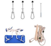 Runheo Siège à bascule avec échelle en corde bleue en polyéthylène et métal 37 x 15 cm, tour de jeu accessoire pour aire de jeux, cadre d'escalade, balançoire et toboggan avec 1 échelle et 2 poignées