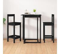 Runheo Sillas de Comedor Lot de 2 tabourets de bar, noirs, 40 x 41,5 x 112 cm, en pin massif, chaises de salle à manger rustiques, polyvalentes, peu encombrantes, pour la maison