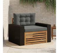 Runheo Sofa de Milieu extérieur Bois d'Acacia Massif Naturel canapé Fauteuil Pouf Angle Module élément siège Banquette méridienne chauffeuse accoudoir Dossier modulable sectionnel composable