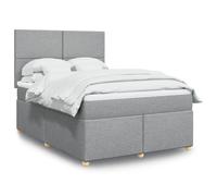 Runheo Sommier à Lattes avec Matelas Gris Clair 140x190 cm en Tissu Polyester Respirant, Cadre de lit avec tête de lit réglable, surmatelas Moelleux, mobilier Chambre pour Sommeil Confortable