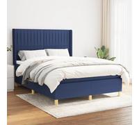 Runheo Sommier à Lattes de lit avec Matelas Bleu 140x190 cm en Tissu, Cadre de lit Robuste, tête de lit réglable, Ensemble Chambre à Coucher Confortable