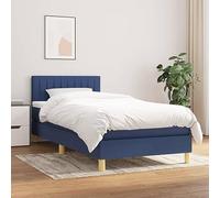 Runheo Sommier à Lattes de lit avec Matelas Bleu 90x200 cm Tissu Respirant tête de lit réglable Ensemble Chambre Confortable Durable