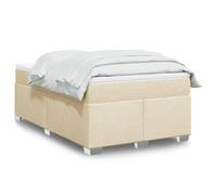Runheo Sommier à Lattes de lit avec Matelas crème 120x190 cm Tissu Polyester et surmatelas Mousse, Cadre Robuste en Bois, Pied Stable pour Chambre à Coucher Confortable