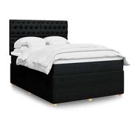 Runheo Sommier à Lattes de lit avec Matelas Noir 140x190 cm Tissu Polyester Cadre de lit réglable Pieds Solides Ensemble lit Chambre Confort Durable