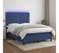 Runheo Sommier à Lattes de lit Bleu 140x190 cm avec Matelas Ressorts ensachés, tête de lit réglable, Bande LED, Tissu Respirant Durable pour Chambre Confortable et Ambiance Lumineuse