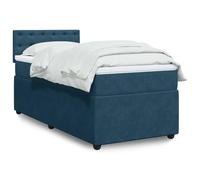 Runheo Sommier à Lattes de lit Bleu 90x200 cm Velours avec Matelas à Ressorts ensachés et surmatelas 1 Ensemble Cadre de lit tête de lit Meuble Chambre Confort Sommeil Optimal
