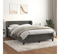 Runheo Sommier à Lattes de lit Gris foncé 140x190 cm avec Matelas et surmatelas Velours, Cadre de lit Robuste en Bois, tête de lit réglable, literie complète pour Chambre Confortable