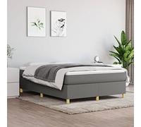 Runheo Sommier à Lattes de lit Gris foncé 140x190cm avec Matelas à Ressorts ensachés, Cadre en Tissu Durable, surmatelas Moelleux, mobilier de Chambre pour Un Sommeil réparateur