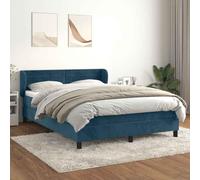 Runheo Sommier à Lattes lit Bleu foncé 140x200cm Velours avec Matelas Ressorts ensachés surmatelas Doux 1 Place mobilier Chambre Confort Relaxant Pratique Durable