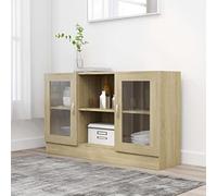 Runheo Sonoma - Armoire vitrine en chêne Sonoma - 120 x 30,5 x 70 cm - Matériau du bois avec verre - Buffet élégant pour salon, cuisine, salle à manger - Espace de rangement pratique