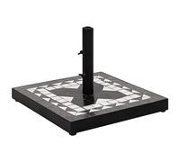 Runheo Support de Base de Parasol carré en Fer Enduit de Poudre et céramique 12 kg Robuste pour Jardin terrasse Balcon Plage avec Fixation réglable