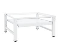 Runheo Support de machine à laver en acier blanc avec plateau extensible 62 x 60,5 x 32,5 cm, charge jusqu'à 100 kg, antidérapant avec pieds en caoutchouc, accessoires pour machine à laver et