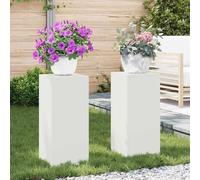 Runheo Support de Plante 2 pcs Blanc Acier 24 x 24 x 55 cm pour Jardin Extérieur Balcon Terrasse avec Piquets et Arceau pour Vigne Rosier Fleur Monstera