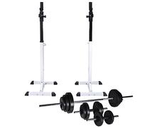 Runheo Support d'haltères pour Musculation avec Jeu d'haltères et Poids 30,5 kg, réglable en Hauteur, Rack sécurisé pour Barres Olympiques, idéal pour entraînement Domicile et Salle de Sport