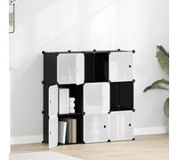 Runheo Système d'étagères avec 9 cubes et portes noires en plastique PP et acier, peu encombrant, étroite, empilable, avec marteau en bois à assembler, polyvalent pour le rangement, l'ordre, l'étagère