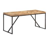 Runheo Table à manger 160 x 70 x 76 cm en bois massif d'acacia et mangue, faite à la main, pieds en acier revêtu par pulvérisation, design unique en mosaïque à chevron, pour cuisine et salle à manger