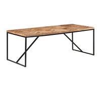 Runheo Table à manger 200 x 90 x 76 cm, bois massif d'acacia et mangue, design industriel, pieds en acier revêtu par pulvérisation, motif chevron unique pour salle à manger et cuisine