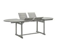 Runheo Table à manger de jardin en bois d'acacia massif avec finition grise, 160-240 x 100 x 75 cm, extensible avec trou de parasol pour terrasse et balcon, résistante aux intempéries, idéale pour