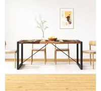 Runheo Table à manger en bois recyclé massif 180 cm, bois recyclé, design industriel, acier revêtu par pulvérisation, multicolore, 180 x 90 x 76 cm, meuble de salle à manger unique