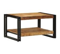 Runheo Table basse 70 x 50 x 38 cm, bois massif brut de mangue, cadre en fer, table basse stable pour salon, table d'appoint polyvalente, design durable