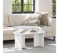 Runheo Table Basse Blanc Bois de pin Massif 80 x 39,5 x 35 cm Meuble Salon intérieur Design Ovale Plateau Rangement Fonctionnel Meuble Console