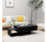 Runheo Table Basse Bois d’ingénierie Noir 105x55x32 cm avec Compartiments de Rangement pour Salon séjour Chambre intérieur Appartement Design Industriel