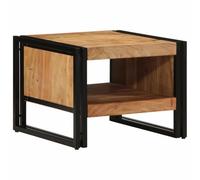 Runheo Table Basse Bois Massif Acacia 50x50x38 cm Stable métal Design Multifonction Salon séjour Chambre intérieur avec Plateau Rangement Robuste