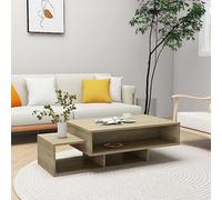 Runheo Table Basse chêne Sonoma Bois d’ingénierie 105x55x32 cm avec Compartiments Rangement tiroirs pour Salon séjour Appartement intérieur Maison