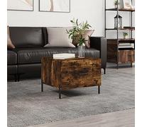 Runheo Table basse en chêne fumé 50 x 50 x 40 cm - Table d'appoint carrée avec tiroir - Table de salon stable pour collations et décoration - Design moderne